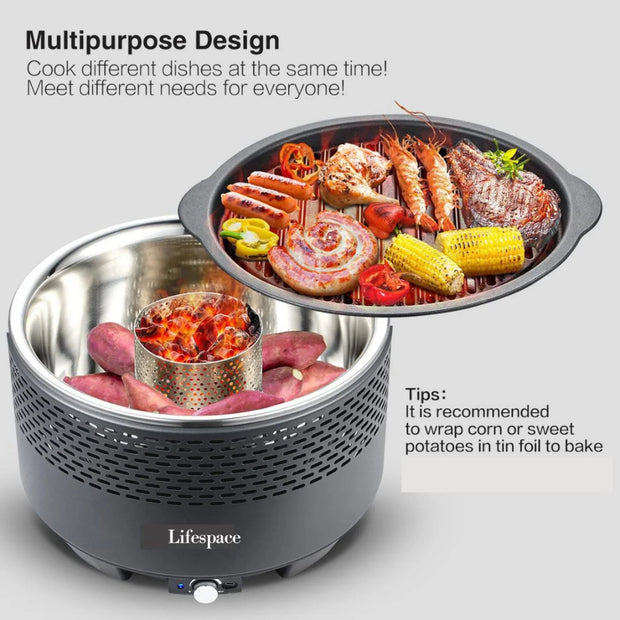 Portable Lightweight Charcoal Grill with FREE Dome Lid & Carry Bag