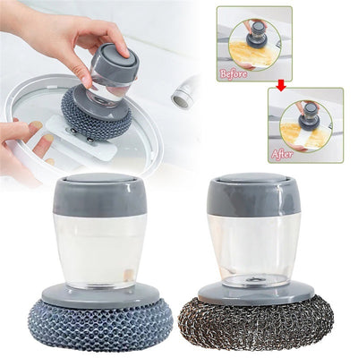Push-Type Soap Dispensing Palm Brush for Cleaning