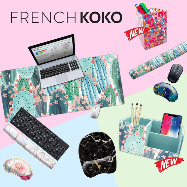 Large Mouse Pad Long Desk Mat Keyboard Pad Desktop Accessories Home School College Decor Supplies Pretty Extended Mousepad Big Office Essentials Women Girls XL Plant Pink Green Cute Cactus