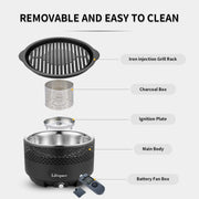 Portable Lightweight Charcoal Grill with FREE Dome Lid & Carry Bag