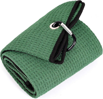 Tri-Fold Microfiber Golf Towel with Carabiner Clip