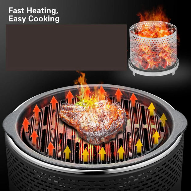 Portable Lightweight Charcoal Grill with FREE Dome Lid & Carry Bag