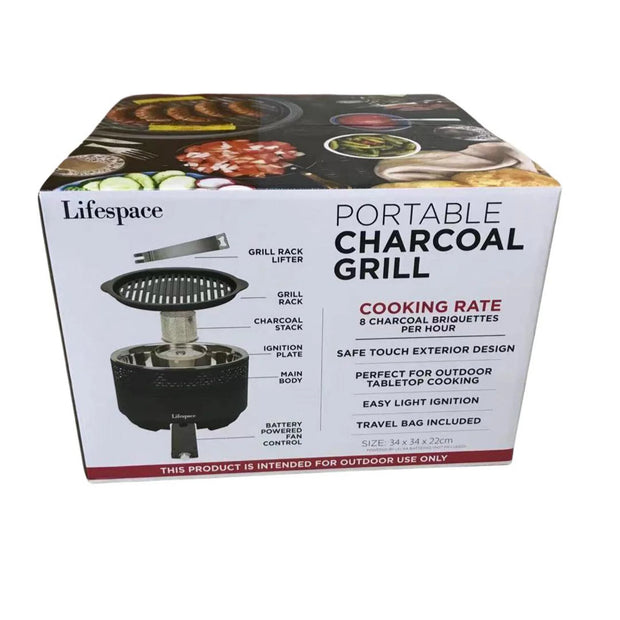Portable Lightweight Charcoal Grill with FREE Dome Lid & Carry Bag